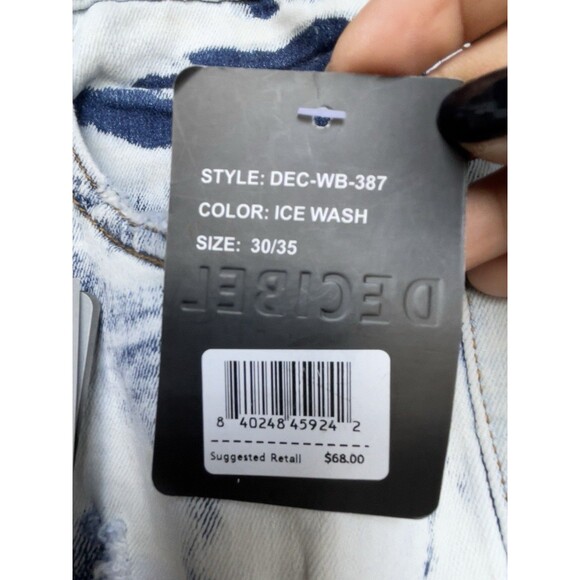 Decibel Stacked With Gusset Jeans Patched Distressed Ice Wash Denim Men’s 30x35 - Picture 13 of 16